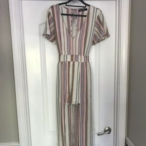 Fun Striped romper with long skirt/ shorts